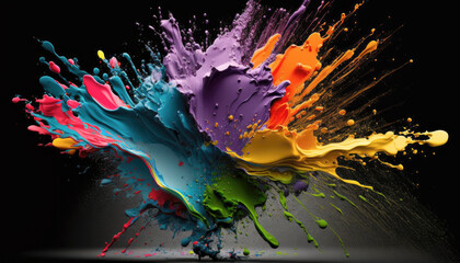 Paint explosion of colors on a dark background