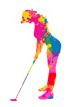 female golfer art