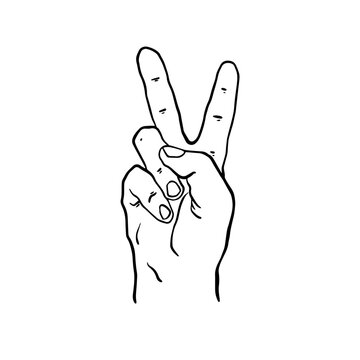 recommend clip art: Hand with two fingers up. Peace gesture. The hand shows two fingers raised up