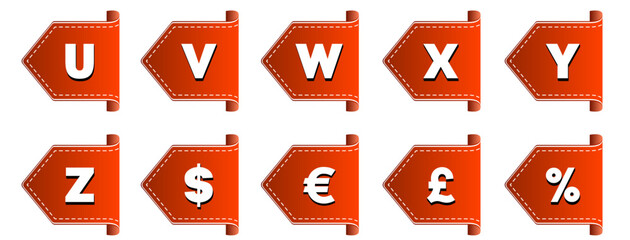 Red bookmark separator sticker with A-Z letter on it.  Editable vector file on transparent background.