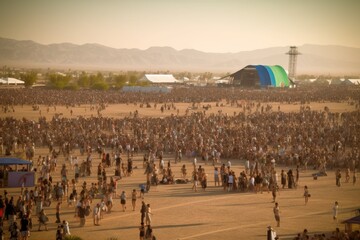 Obraz premium festival crowd of people at beach