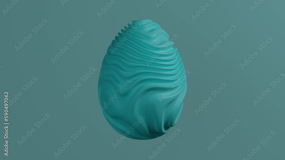 Poster loop 3d animation of an abstract shape with a wavy surface. the blue egg. an abstract image. pleasan