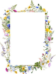 floral frame template with meadow flowers