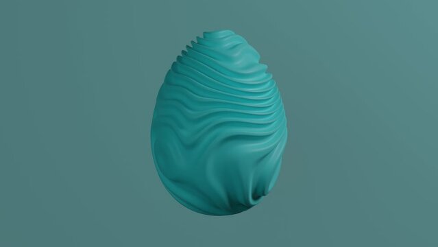loop 3d animation of an abstract shape with a wavy surface. The blue egg. An abstract image. Pleasant 3d animation of endless viewing.