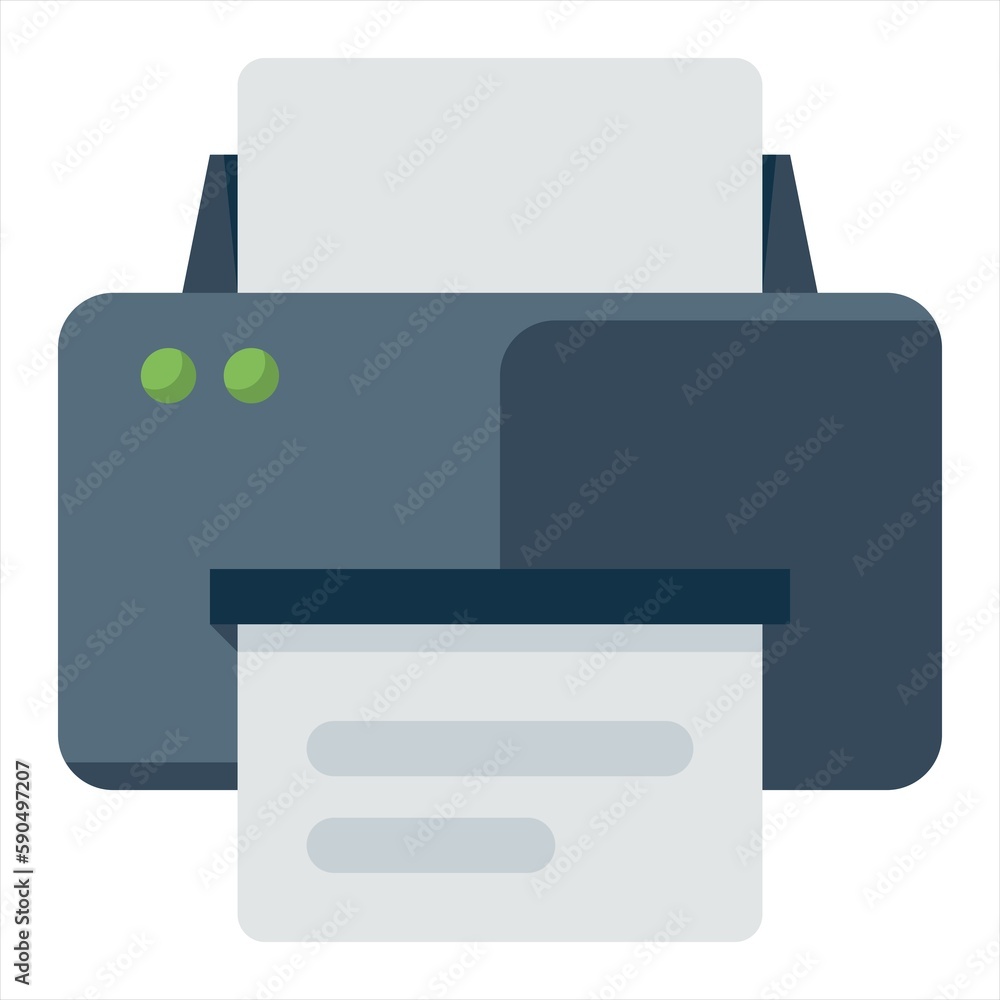 Poster printer on table, print option on flat style background concept. vector illustration design.laser pr