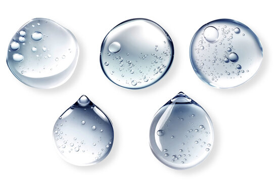 白い背景にぷるんとした透明の美しい液体ジェル