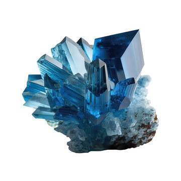crystal png, blue gem stone transparent background, gemstone isolated, generative ai