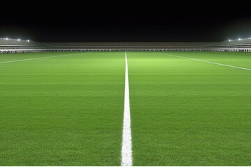 Fototapeta na wymiar Empty football field with flashlights. Generative AI