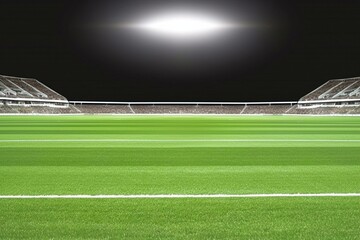 Fototapeta premium Empty football field with flashlights. Generative AI