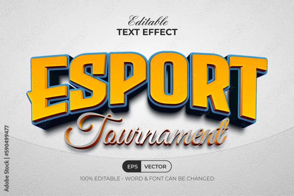 Poster esport text effect 3d style. editable text effect.