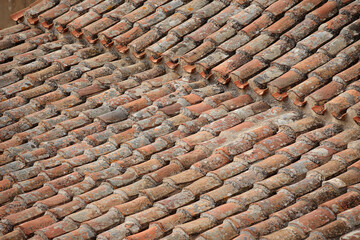 Monemvasia - roofs and chimneys of tenement houses from Byzantine times in Monemvasia in Peloponnese (Greece)