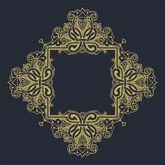 Gold frame on a black background