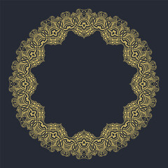 Gold frame with the word mandala on a dark background