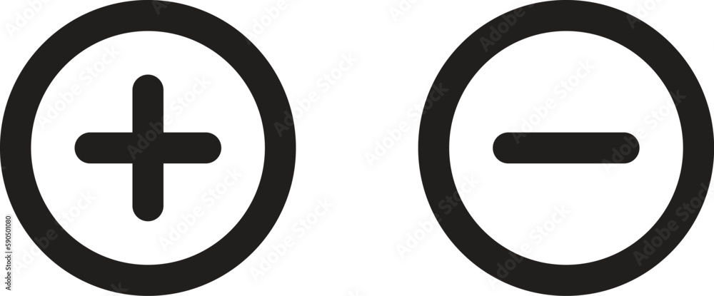 Aufkleber plus and minus icon vector in trendy style for web site and mobile app