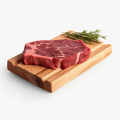 A piece of meat with a sprig of rosemary on it.. Generative AI