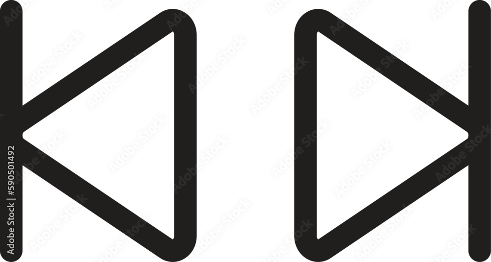Poster skip forward and previous icon set . media player control buttons icon vector