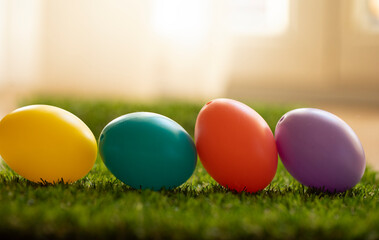 easter eggs on grass