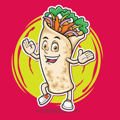Kebab Shawarma Mascot Logo Design