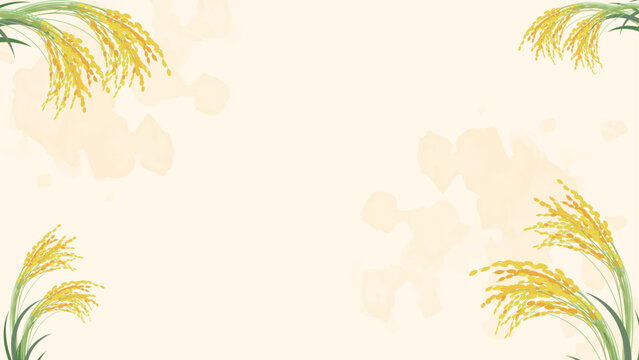 稲穂が四隅にある背景イラスト
