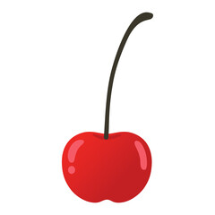 Red Cherry Fruit Cartoon Illustration Flat Design Art Icon