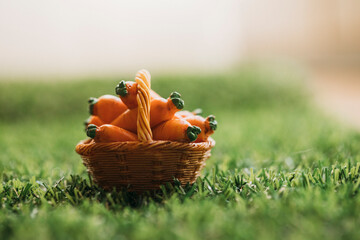 easter basket with eggs and bunny. Decoration. Celebration. Spring day. Eggs.