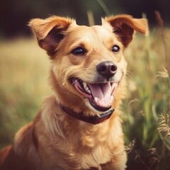 Cute happy brown dog with Generative AI technology