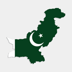 pakistan map with flag on gray background