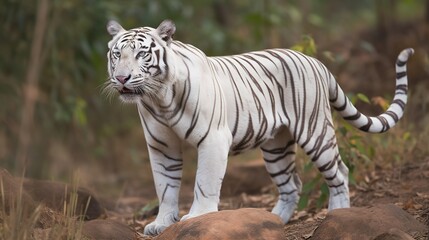 Rare White Bengal Tiger in the Wild