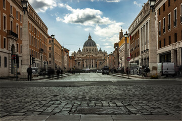 Fototapeta na wymiar St. Peter's Basilica in Rome, photographed with the multi-exposure technique