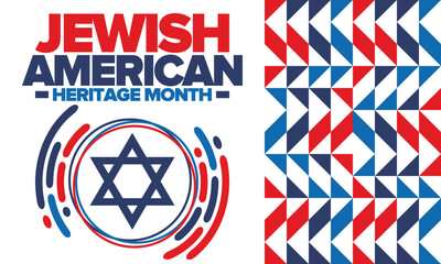 Jewish American Heritage Month. Jewish American contribution to the history United States. Celebrated annual in May. Star of David. Israel symbol. Vector poster, creative illustration