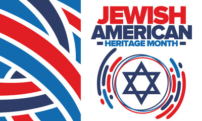 Jewish American Heritage Month. Jewish American contribution to the history United States. Celebrated annual in May. Star of David. Israel symbol. Vector poster, creative illustration