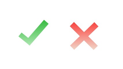 Tick and cross symbol. Green checkmark Confirmed and red Rejected icons isolated