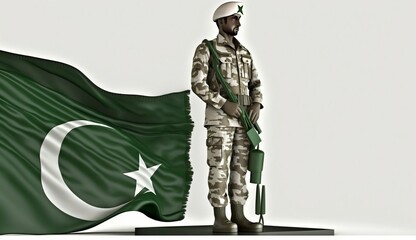 Pakistan Soldier with Flag, Generative Ai