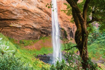 Scenic view of Sipi Waterfall in Kapchorwa, Mount Elgon, Uganda