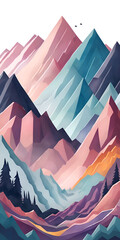 Fototapeta na wymiar abstract mountains mountainscape horizon. AI generated illustration