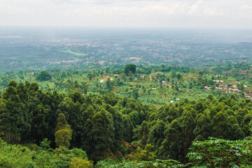 Aerial view of African Landscape in Mbale, rural Uganda