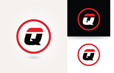 Q letter logo design with circle template
