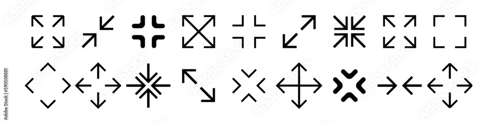 Poster full screen icons set. arrow mark icons. vector isolated on white background.