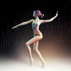 A stock chart looking like a woman dancing ballet, made with Generative Ai