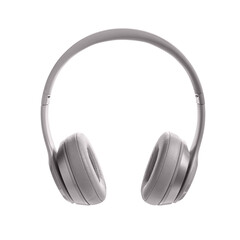Light gray wireless headphone on isolated white background. Headphones, product photography