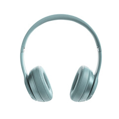 Light blue wireless headphone on isolated white background. Headphones isolated on a white background, product photography
