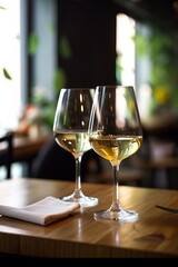 two glassess of white wine, ai generated, Generative AI