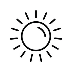 sun outline icon, summertime, sunny day icon, summer design elements, hot weather, sunlight icon outline black and white