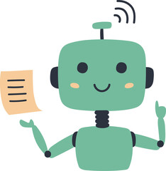 Green color AI chat bot assistant discover information illustration, png transparent background