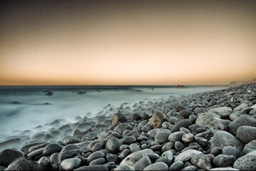Langzeitaufnahme am Abend an der Nordküste von Teneriffa.