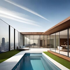 future home with a pool, Created using Generative AI