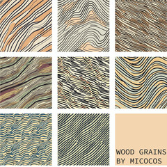 Abstracted Wood Grain Line Patterns. A selection of 8 linear art sketches that emulated wood grains.
