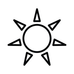 sun outline icon, summertime, sunny day icon, summer design elements, hot weather, sunlight icon outline black and white