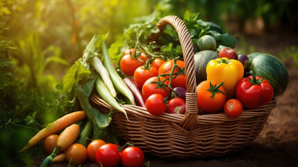 Fototapeta na wymiar Basket of vegetables. AI