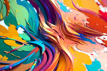 AI generated Vivid Colorful 3D Paint Background